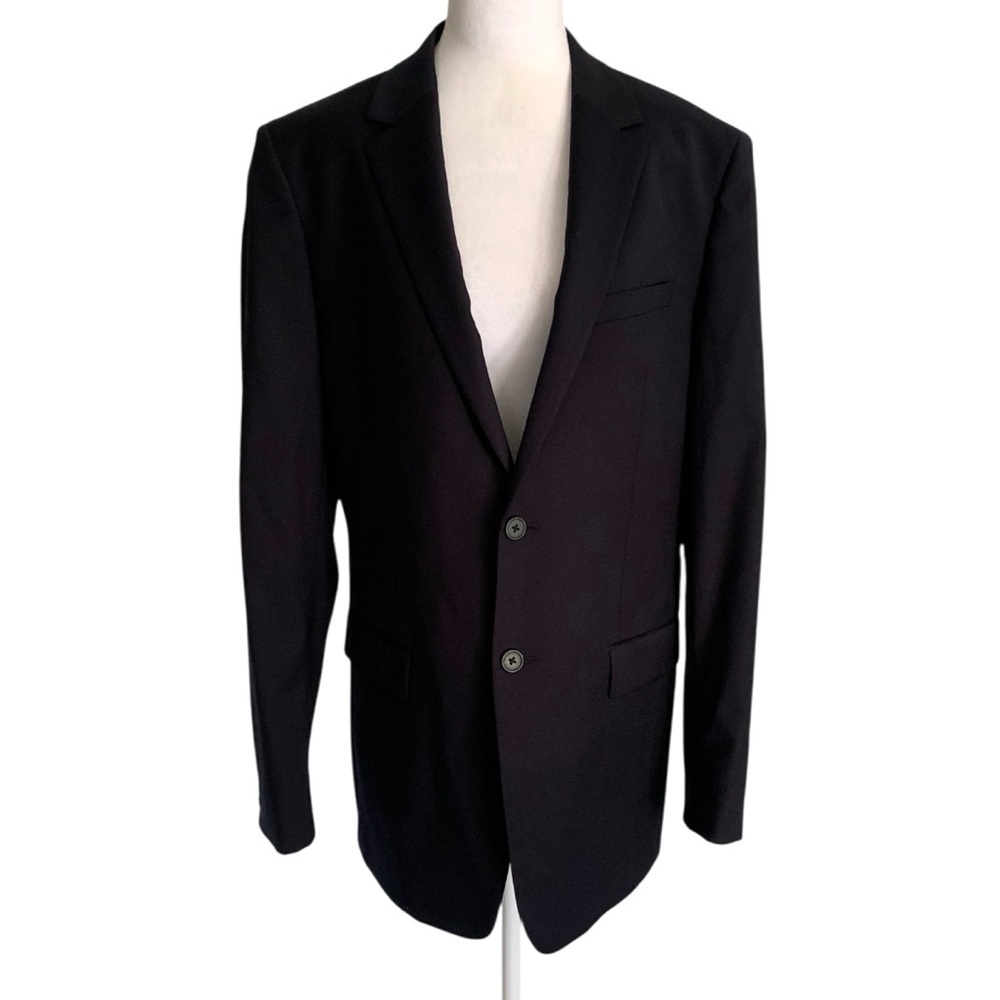 Theory Men’s Navy Blue Wool Blend 40L Preppy Business Quiet Luxury Blazer Jacket